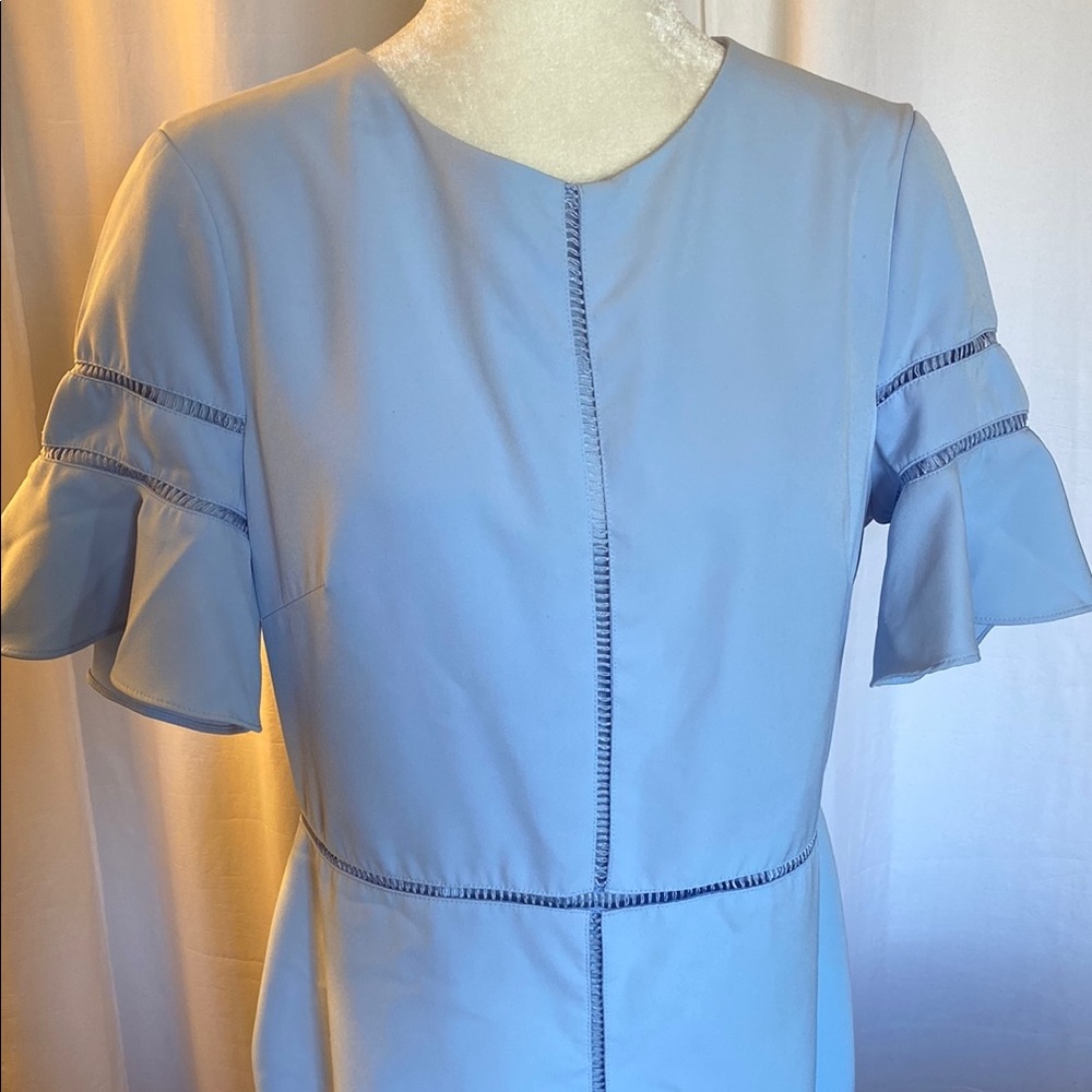 Elegant Blue Ruffle Sleeve Dress